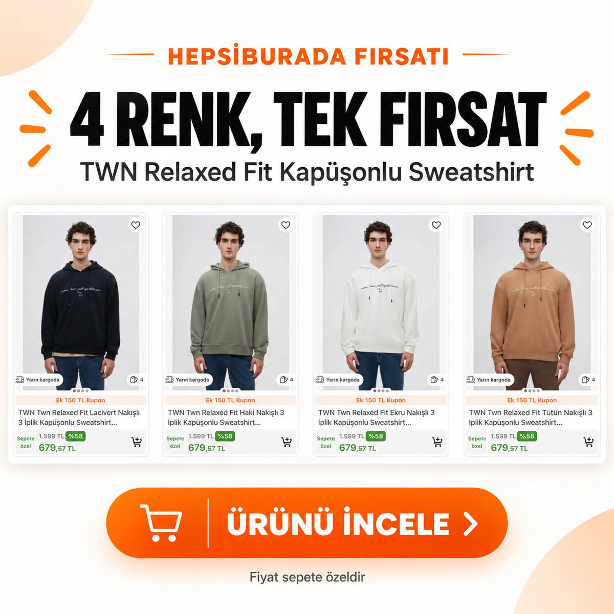 Guldehann_'s tweet photo. Mağazasında 1250₺'ye satılan SweatShirtler 679₺'den satılıyor. 2 adet alımda 150₺ daha indirim oluyor.

Fiyat çok uygun - Hepsiburada tanıtım