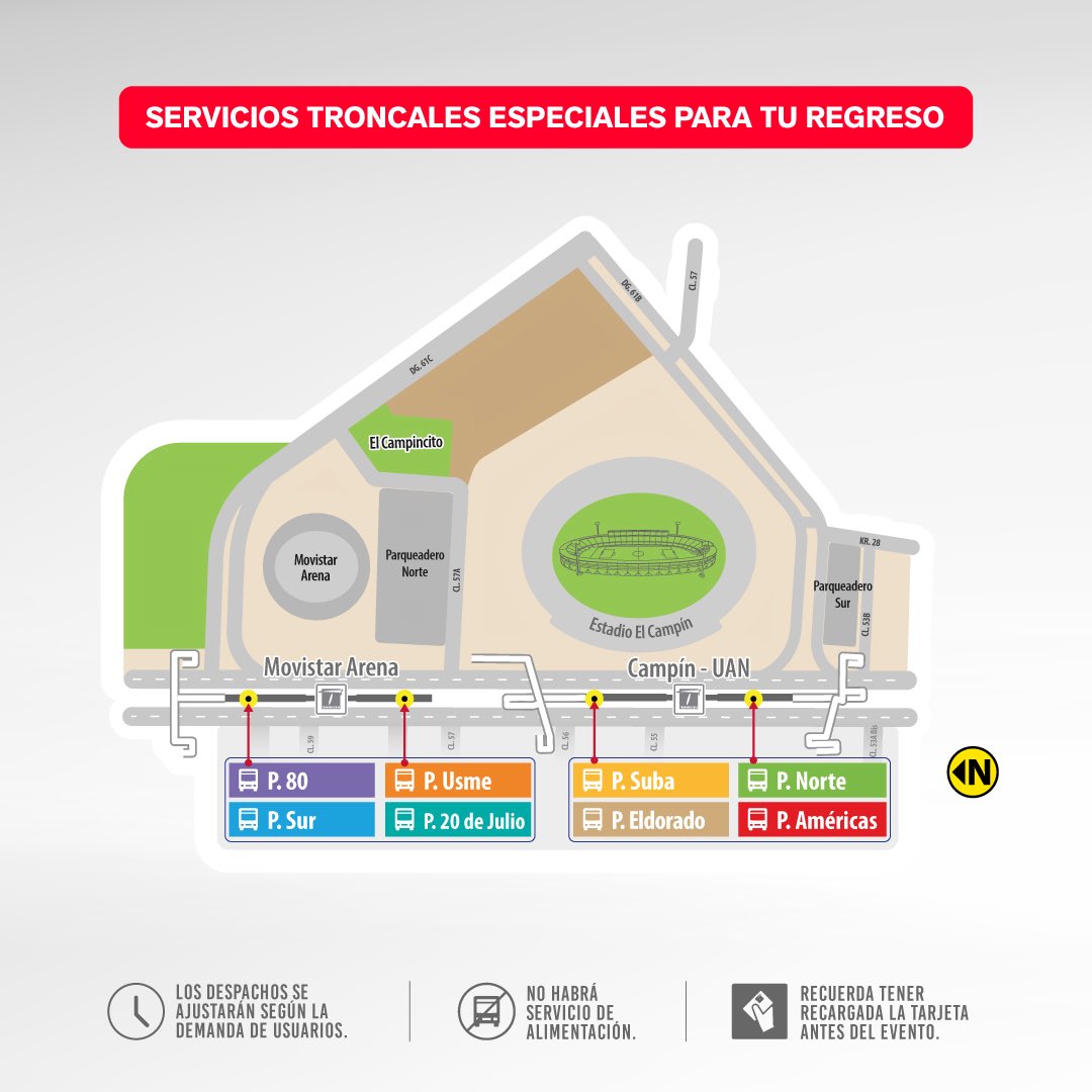 TransMilenio's tweet photo. Si vas al concierto de BTS en Bogotá, planea tu llegada y, sobre todo, tu regreso con TransMi 🚌✨

Encontrarás servicios troncales y zonales para salir del sector de El Campín, además de rutas especiales desde las estaciones Campín–UAN y Movistar Arena.

📲 Recarga tu TuLlave, revisa tu ruta y ten todo listo para disfrutar y volver a casa.

Nos vemos en el concierto, ARMY💜 #TransMiModoArmy @ARMYBogotaCol