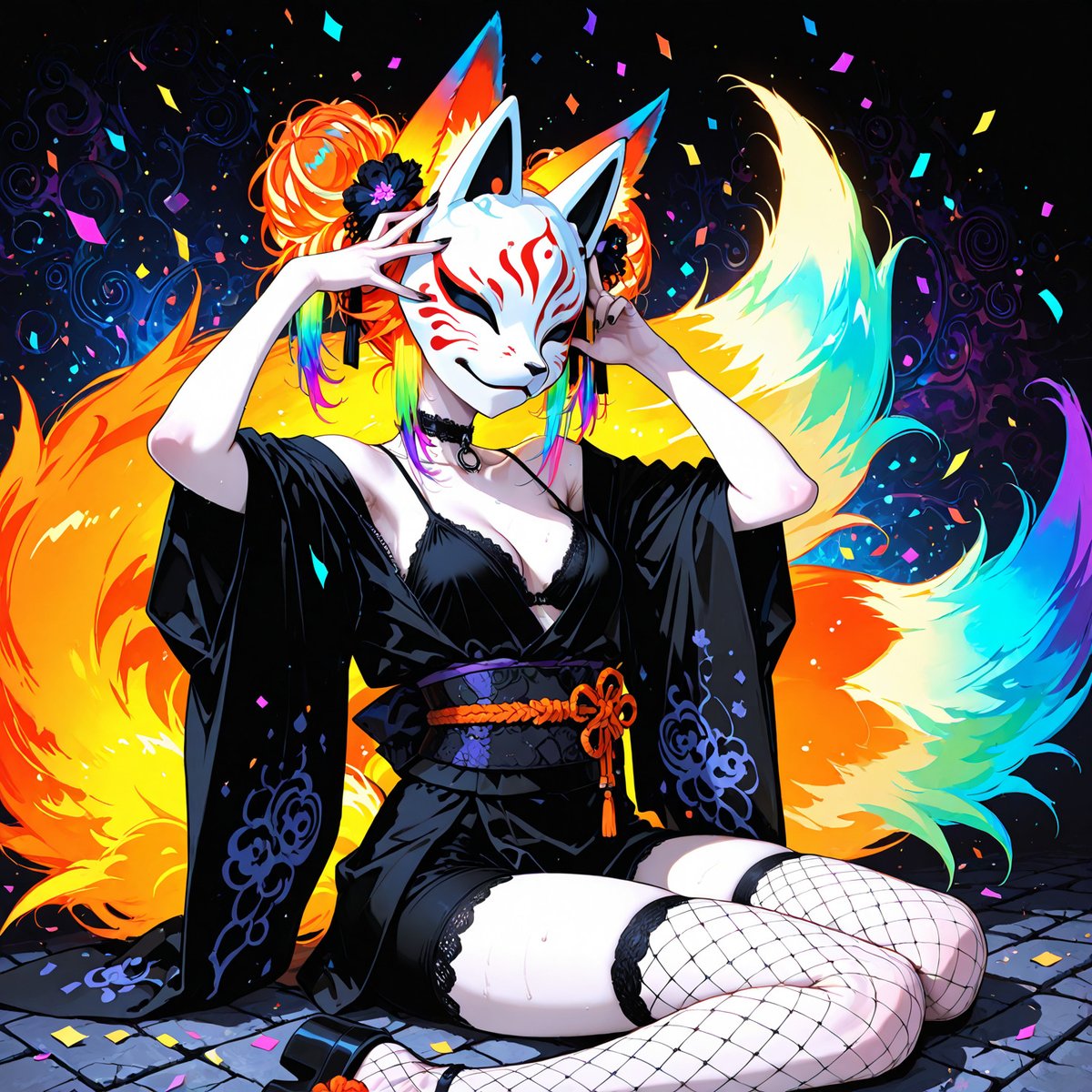 IrithiumStudios's tweet photo. Rainbow Kitsune https://t.co/em6kkgvzCp