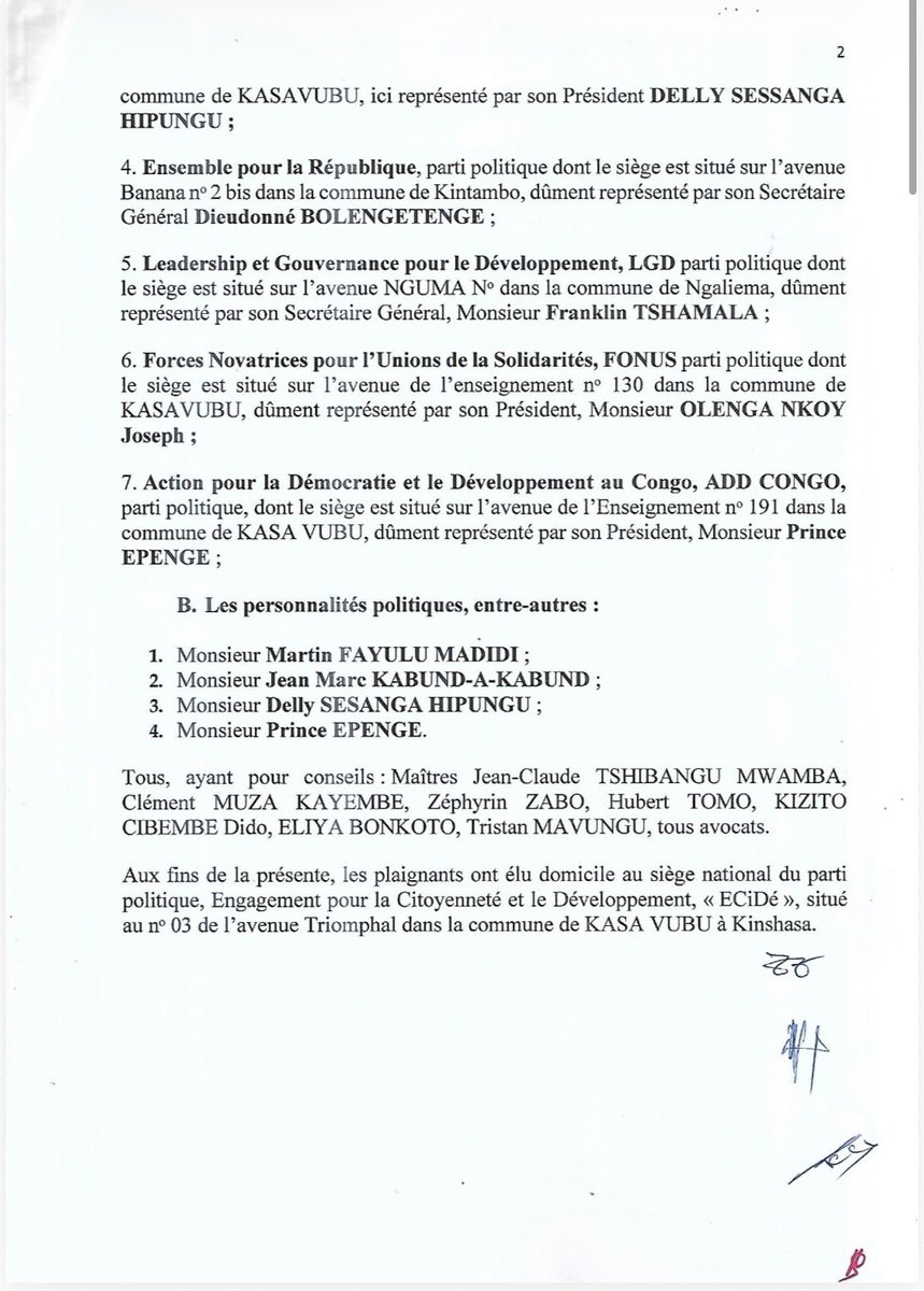 baelenge_irenge's tweet photo. #RDC : Une plainte collective a été déposée le 25 septembre auprès de l'Auditeur général près la Haute Cour militaire par la Coalition Article 64 (C64), après l'attaque du cortège de leur marche pacifique du 15 septembre à Limete. Bilan : 1 mort (Manassé Lomboto Bomengola), plusieurs blessés dont un garde du corps de @MartinFayulu. La plainte vise notamment le ministre de l'Intérieur @shabani_lukoo , le gouverneur @daniel_bumba_01 , et @AugustinKabuyaT, SG de l’UDPS, accusé d'avoir mobilisé la « Force du Progrès ».
