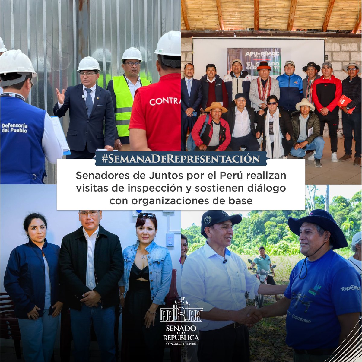 congresoperu's tweet photo. #SenadoInforma | Durante la semana de representación, los senadores de Juntos por el Perú realizaron visitas de inspección a entidades públicas, dialogaron con organizaciones sociales y dieron seguimiento a obras en ejecución.
✅ Nota completa: https://t.co/z1ieZcU730 https://t.co/0m1QYJnpCR