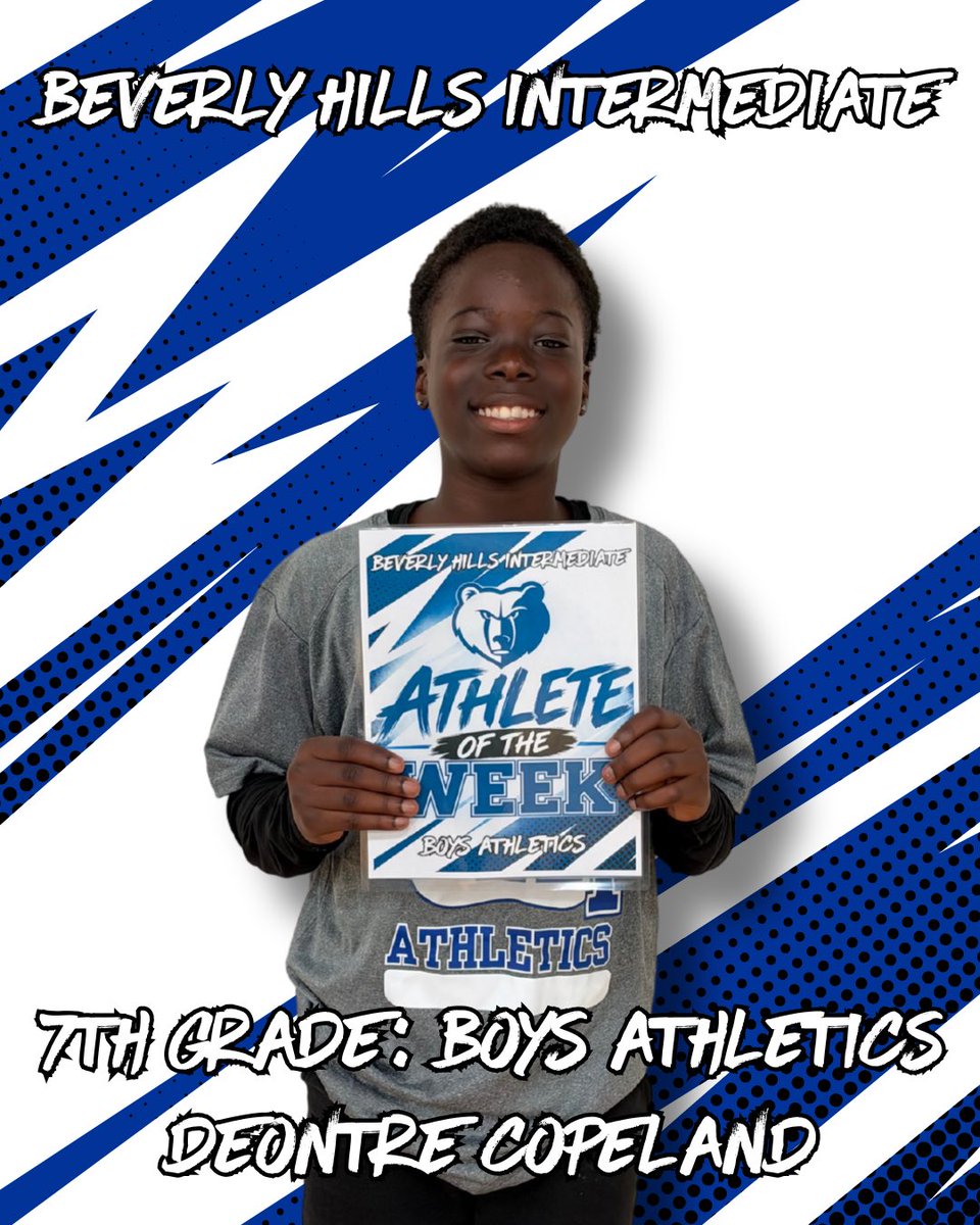 BHIAthletics's tweet photo. Week 4 Athletes Of The Week:
8th Grade: Kenneth Oliver
7th Grade: Deontre Copeland
#BHIAthletics #BHIBears https://t.co/RCKfcvPta5