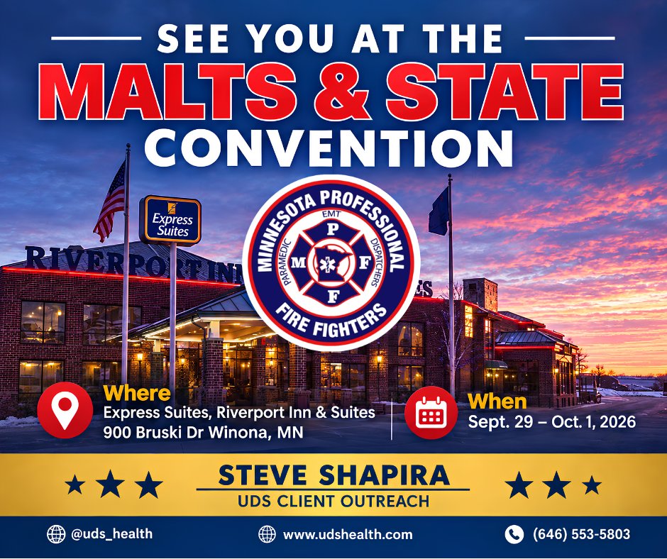 UDSHealth's tweet photo. 🚒 4 DAYS TO GO!
UDS is heading to Winona for the MALTS & State Convention!
Steve Shapira will be representing UDS and connecting with fire service professionals.
📍 Winona, MN
📅 Sept. 29–Oct. 1
See you in 4 days!
#UDS #MALTS #FireService https://t.co/7MRd71PEEe