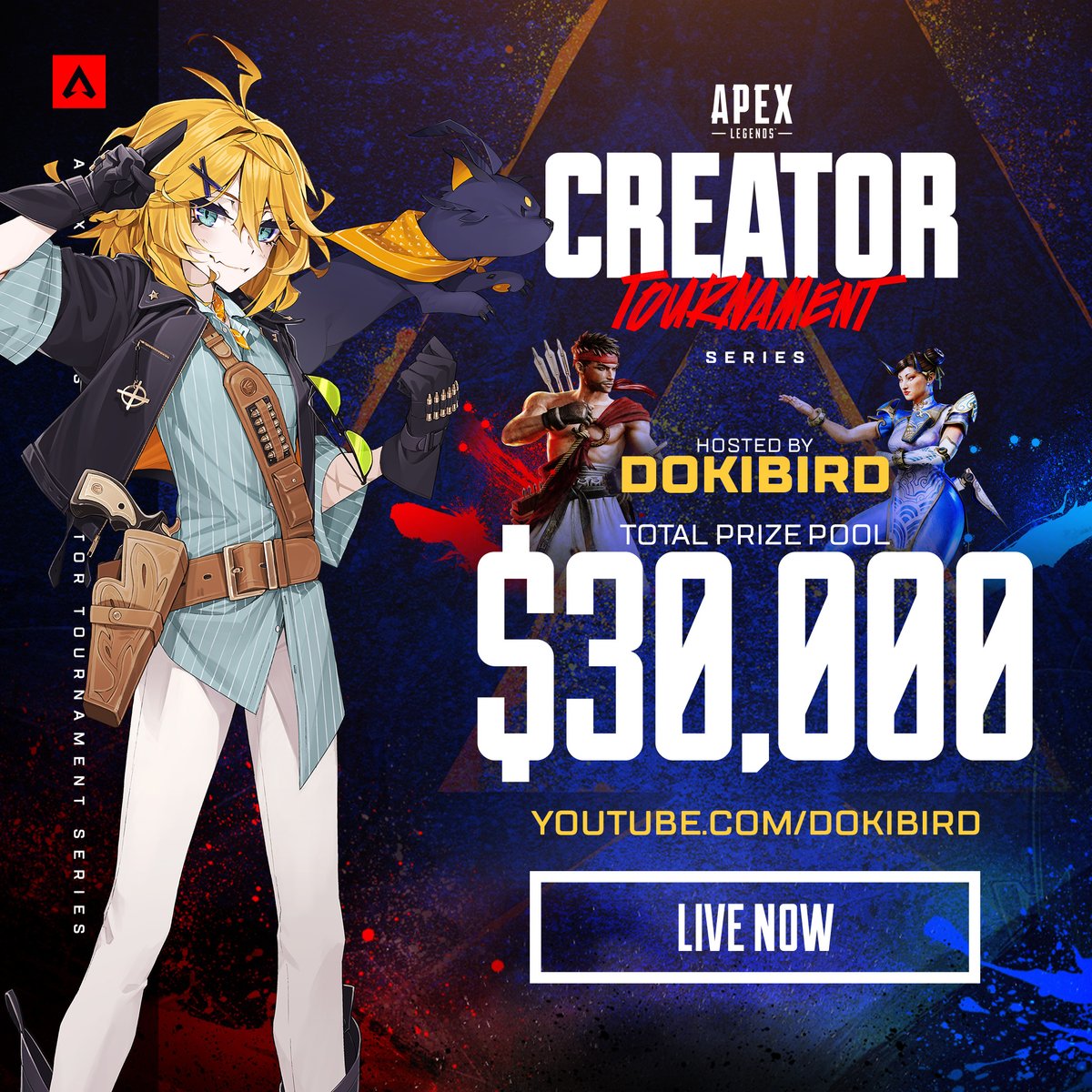 PlayApex's tweet photo. Time to throw hands.

Catch the Apex Legends Creator Tournament Series hosted by @dokibird live right now on Youtube.

📺: https://t.co/lTy07pUUVh https://t.co/ItHlVaoqoc
