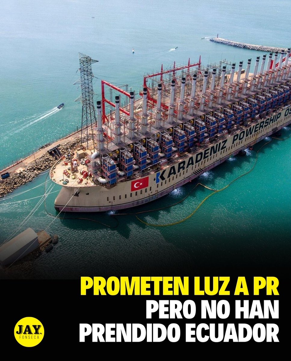 jayfonsecapr's tweet photo. 🇪🇨 En Ecuador, el Gobierno anunció que había "renovado" los contratos de dos barcazas de la empresa turca Karpowership para generar 200 megavatios, pero según una revisión de los expedientes, esos contratos todavía están en licitación y Karpowership es la única empresa que participa, con ofertas que suman cerca de $94 millones por seis meses.

💡 Mientras tanto, la sequía tiene a Ecuador al borde de los apagones: unas 150 industrias grandes tienen que desconectarse de la red un día a la semana y los expertos no descartan cortes residenciales desde el 7 de octubre.

🇵🇷 Y esto nos toca de cerca, porque en Puerto Rico Karpowership está asociada con Gothams Energy, y ese consorcio fue a los tribunales en 2025 para tumbar la adjudicación del contrato de generación de emergencia a Power Expectations, alegando irregularidades en el proceso.

⚖️ En aquel momento, Gothams alegó que nunca le explicaron oficialmente por qué descartaron sus barcazas, que la sacaron de las negociaciones mientras Power Expectations pudo bajar su precio hasta 40%, y que la empresa escogida no tenía experiencia comprobada para cumplir a tiempo.

🔄 Ahora, con el contrato de Power Expectations cancelado, Osvaldo Carlo Linares testificó en la Cámara que la 3PPO retomó conversaciones con Gothams y con Javelin para formalizar contratos de generación temporal.

#barcaza #energia #contrato #Karpowership