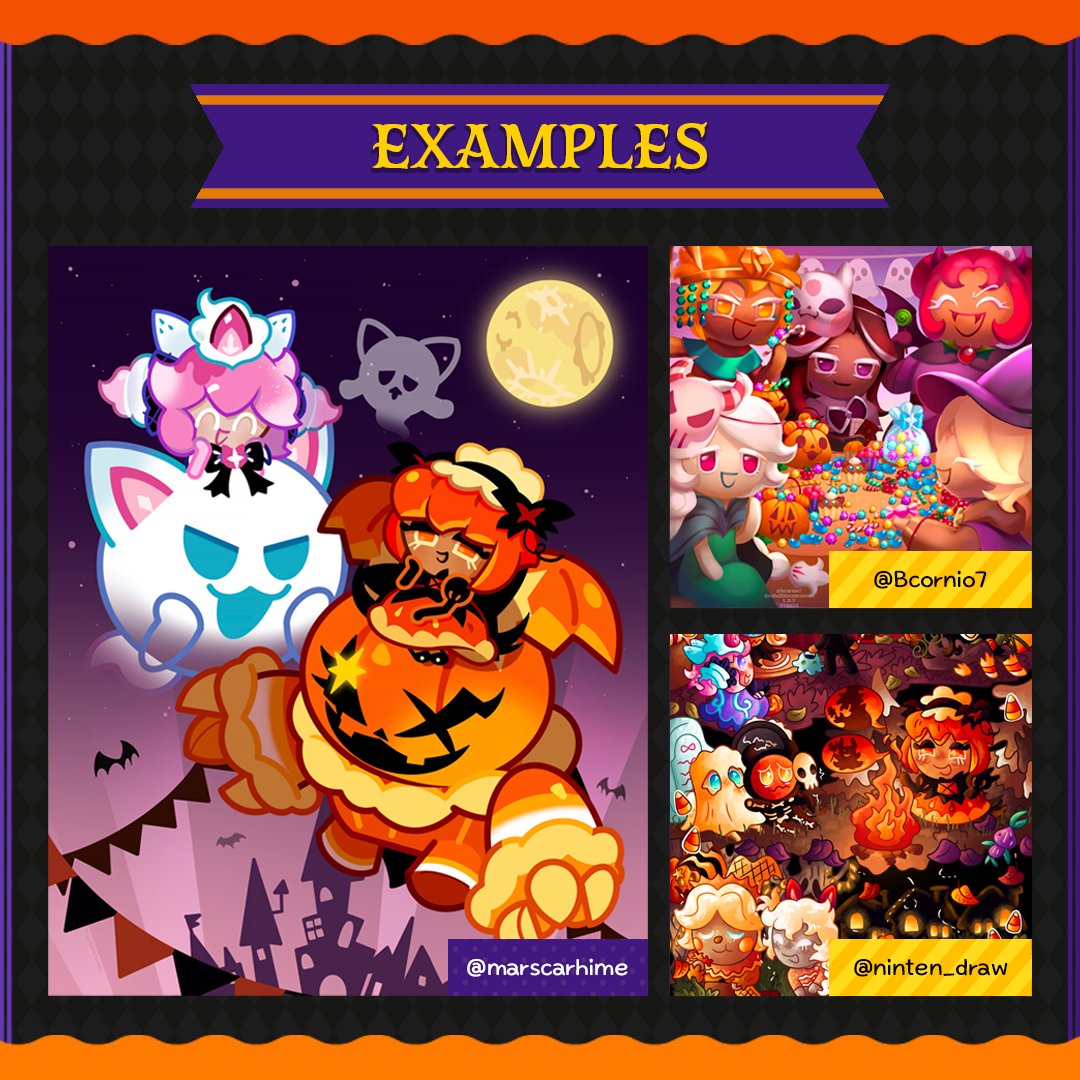 CRKingdomEN's tweet photo. It's SPOOKY season and your favorite Cookies need costumes for Halloween! 🎃🧟‍♂️

📌 Deadline: 10/6/2026 at 5:00 PM PT
📌 Judging period: 10/7/2026 ~ 10/8/2026
📌 Winners announced: 10/9/2026
📌 Reward: 8 winners will receive 5,000 Rainbow Cubes!

📜 How to participate:
1. Review the Important Information doc located here: https://t.co/9UoBxiqWV0
2. Draw your favorite Cookie dressed up in a Halloween costume!
3. Post your fan art on X/Twitter or Instagram with #HappyCookieween26 OR in our official Discord server: https://t.co/wFl6bClU95

We can't wait to see all your beautiful art! Good luck, Cookie Runners! 👻

#CookieRun #CookieRunKingdom #Cookieween