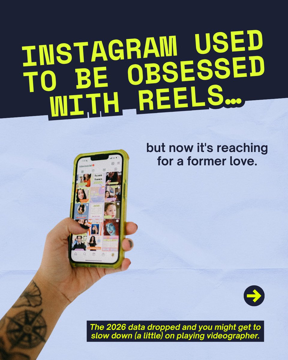 ClintPanza1y's tweet photo. Instagram used to be obsessed with Reels. But 2026 data shows carousels quietly outperforming Reels by 3% in engagement. Reels drive discovery. Carousels build loyalty through saves, shares, and deeper engagement. The winning strategy? Use both: https://t.co/vORWuC44mm