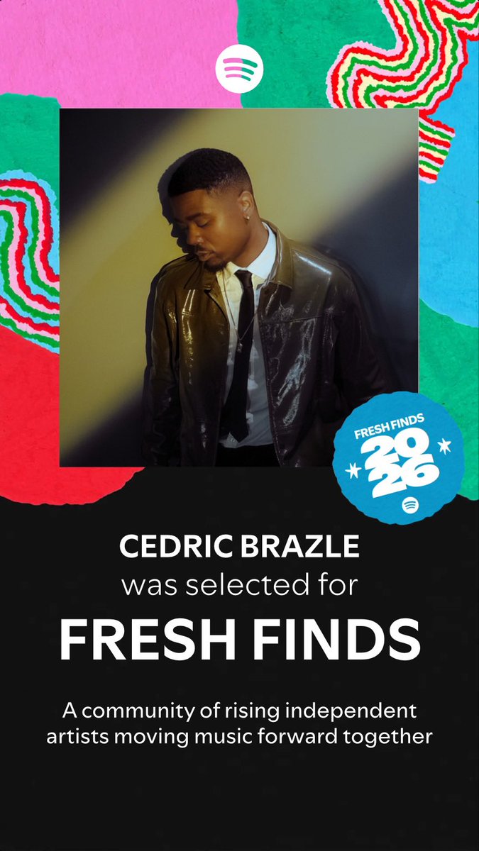 CedricBrazle's tweet photo. wow 🤯 sometimes moments find you to make you realize how far you’ve come.

grateful to be part of @Spotify’s Fresh Finds Forward 2026. there’s something special about being seen while still becoming.

thank you @SpotifyforArtists @alaysiasierra for believing in what i’m building https://t.co/SVOPy2M9j1