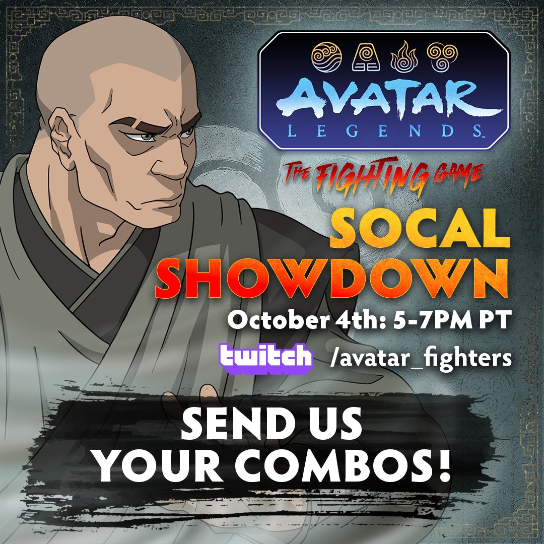 avatar_fighters's tweet photo. 🔥 COMBO BENDERS, NOW'S YOUR TIME!

We're putting together a Combo Exhibition at SoCal Showdown, and we're featuring the community!

Submit your best combo for a chance to have it featured on the stream!

🎥 Submit here: https://t.co/E59OdjR3Kl https://t.co/KvSuCebNLa