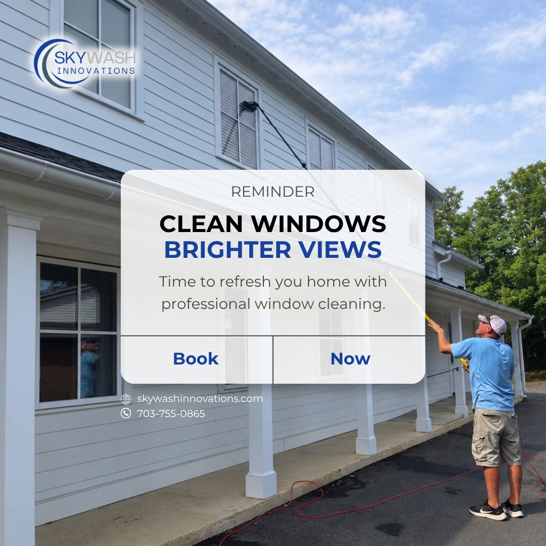 SkyWashTeam's tweet photo. If you can see the dirt before you see the view… it’s probably time. 😬

Let SkyWash bring the clarity back with professional window cleaning.

📞 703-755-0865
🌐 https://t.co/bEXXgtdLe9

#WindowCleaning #CleanWindows #SkywashInnovations https://t.co/n0Y93xK3Mx