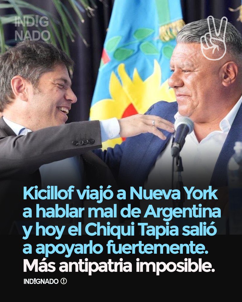 indignadoxd's tweet photo. Kicillof viajó a Nueva York a hablar mal de Argentina y hoy el Chiqui Tapia salió a apoyarlo fuertemente. Más antipatria imposible. https://t.co/oVwnn0MQ5Z