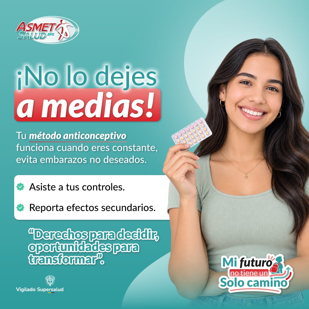 AsmetSalud's tweet photo. 💊 ¿Usas un método anticonceptivo? La constancia es importante. 

Asiste a tus controles, sigue las recomendaciones del médico y comunica cualquier efecto secundario. Así podrás usar tu método de manera adecuada y tomar decisiones informadas. #SemanaAndina https://t.co/cp07LjAU4F