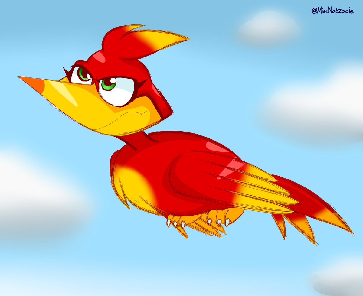 MissNatzooie's tweet photo. This bird keeps herself in the air by sheer force of anger alone 
#banjokazooie #kazooie #rareware https://t.co/n0VAuYn8aL