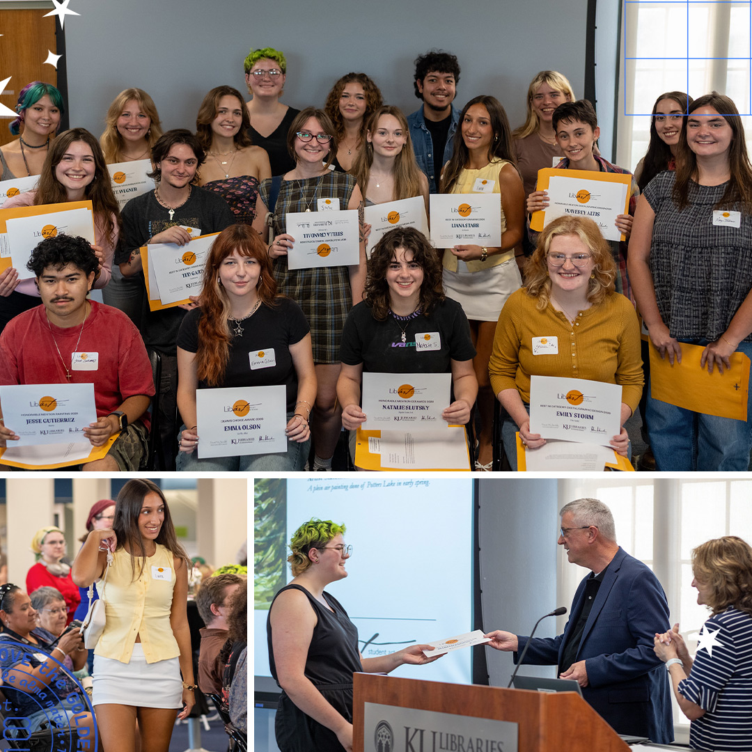 kulibraries's tweet photo. From engineering and biology to journalism and fine arts, 101 KU students are showcasing 228 pieces in the 2026 LibArt exhibition. Congratulations to our category winners and all the artists helping make KU Libraries a more inspiring place.

🗞️ https://t.co/kUE8p9vNZy https://t.co/dug32ysBTz