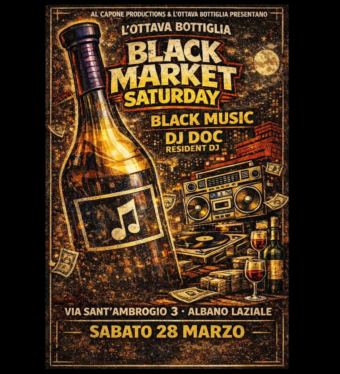 PhillipSheasby's tweet photo. BLACK MARKET SATURDAY torna sabato 28 marzo. Soul, reggae, dancehall e drum and bass: DJ DOC alla selezione, tu all’energia. L’Ottava Bottiglia, Albano Laziale. Dalle 18. Ci sei? https://t.co/hmg0olwJpT