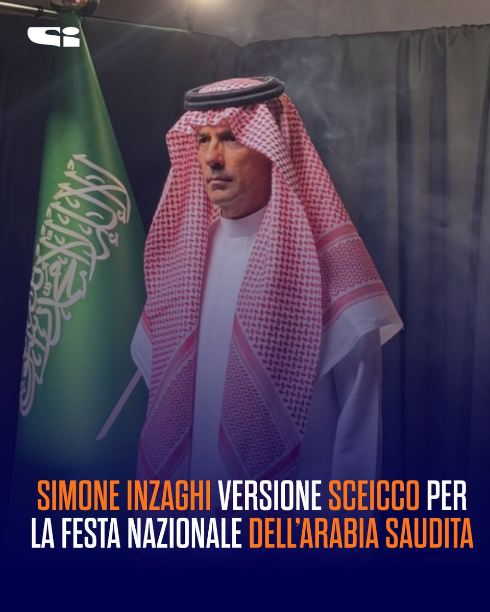 tvdellosport's tweet photo. Simone #Inzaghi versione sceicco per la Festa Nazionale dell’Arabia Saudita👈
Due giorni fa in Arabia #Saudita hanno celebrato il giorno nazionale e anche Simone Inzaghi, allenatore dell’Al Hilal, si è unito ai festeggiamenti. https://t.co/yafDaM7rL1
