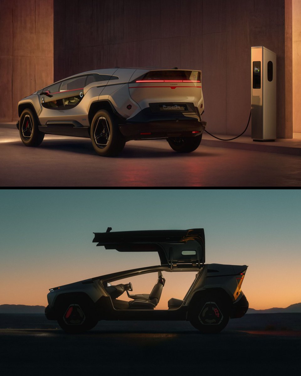 themanualguide's tweet photo. Saudi Arabia’s first car company, CEER, has unveiled the EXOBOT, a futuristic electric SUV and sedan. The SUV targets up to 448 miles of range, while the sedan targets 416 miles. Sales are expected in early 2027. 🎥: @ceer #ev #electricvehicle https://t.co/Pci7xbITWI