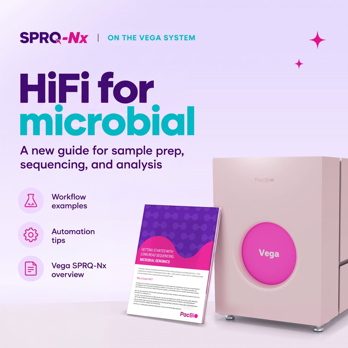 PacBio's tweet photo. Microbial studies need more than answers. They need scale. ๐งฌ
One Vega SPRQ-Nx run can support up to 384 microbial de novo assembly samples, 96 shotgun metagenomic profiling communities, or 1,536 Kinnex 16S rRNA communities.
๐ Download the playbook: https://t.co/WIAtM3Vt9v https://t.co/5eXIe8blzJ