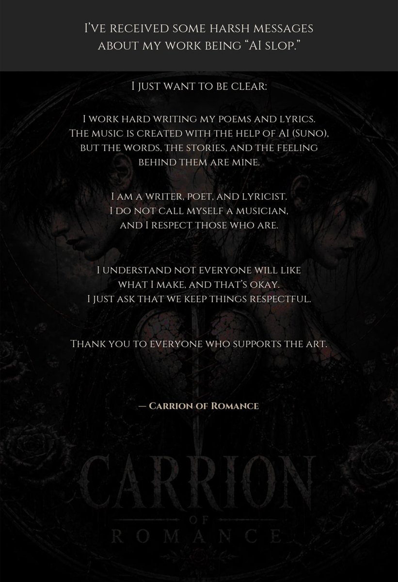 Carrion_Romance's tweet photo. I’ve received some harsh messages Online https://t.co/aQupH3oGfi
