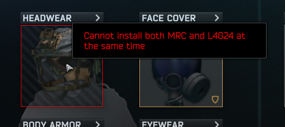 Phxsmophobia's tweet photo. Interesting that the L4G24 Black can be worn with the MSA Millenium mask but not the tan version #EscapeFromTarkov https://t.co/62VwcOvN5P