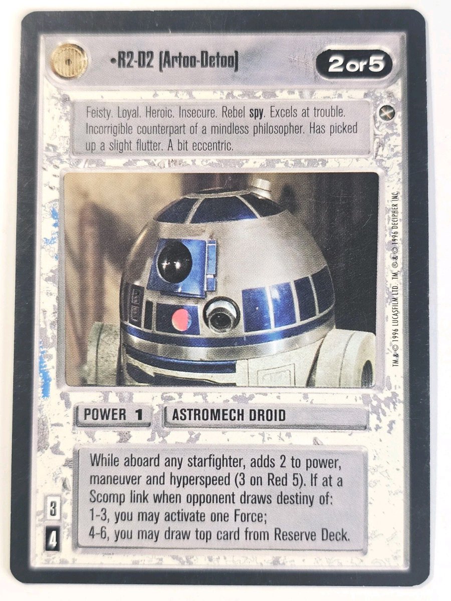 jadesfirecomics's tweet photo. STAR WARS CCG A New Hope Limited R2-D2 Rare Decipher SWCCG - We Combine Shipping https://t.co/1JfTg4evbZ #STARWARS #SWCCG #CCG #STARWARSDECIPHER #CCGSALE https://t.co/4eVOX49w3a