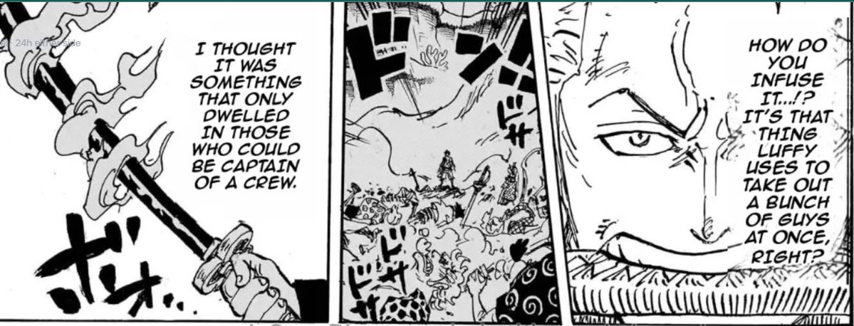 surroshenpai's tweet photo. Oh my god, this is such a loaded line.

in sabaody we saw how the other supernova said that he could have his own crew but zoro himself doesn't think he is captain material.

zoro is in a constant battle against himself.

#ONEPIECE1194 https://t.co/yRcMV3qcct