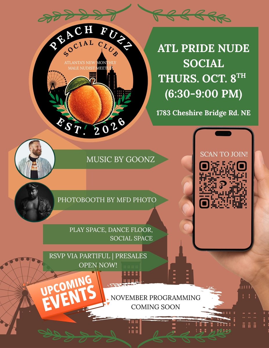 atlantajacksb8's tweet photo. Happy Pride ATL! 🏳️‍🌈
October dates are here! Besides our regular parties, our brother club Peach Fuzz Social Club will also have an ATL Pride Event on October 8th. 🍑

Link in the bio for all the parties; purchase your tickets in advanced to expedite check in. https://t.co/D2ldbcYW8C