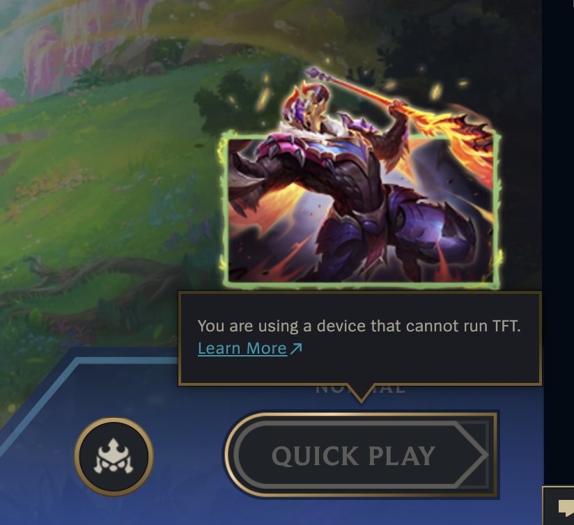 SSpringstream's tweet photo. @TFT I'm on M1 and it says my device cannot run? what's up? Can you help me log? https://t.co/I3ZLboadLp