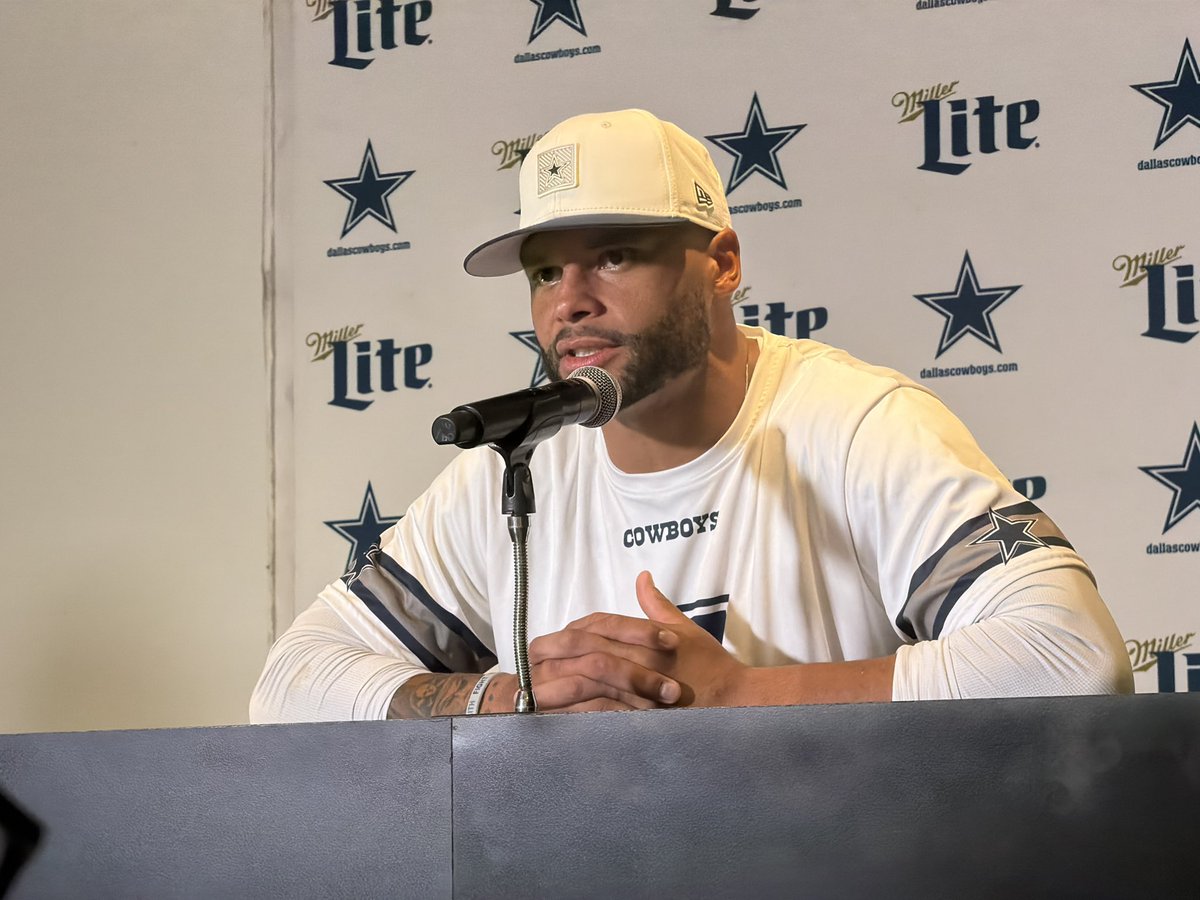 tommy_yarrish's tweet photo. Cowboys QB Dak Prescott when asked about the field conditions in Brazil and how he prepares for fields that may have a different feel: 

“Not a lot goes into that for me. I trust my equipment, the cleats that I’m going to have. Not really even looking into the news about how people feel about the field. If it’s the surface we’re going to play on, let’s go do it. One way or another, obviously if they’re going to allow the game to be played, it’s good enough. Where I’m from, I’ve played on worse. Been tackled on concrete. So the fact the grass is soft, we’ll take it, I’ll take it anyways. I hope not to hit it anyways.”