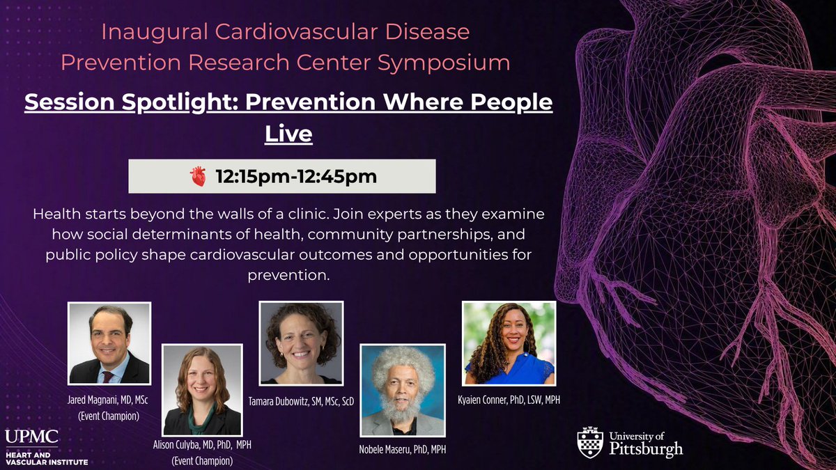HviUpmc's tweet photo. 1 Day Left! Register Now for the Inaugural Cardiovascular Disease Prevention Research Center Symposium! #MultidisciplinaryCare #CVPrev2026 #UPMC #UPitt #HealthEquity https://t.co/inVAz7dzEI