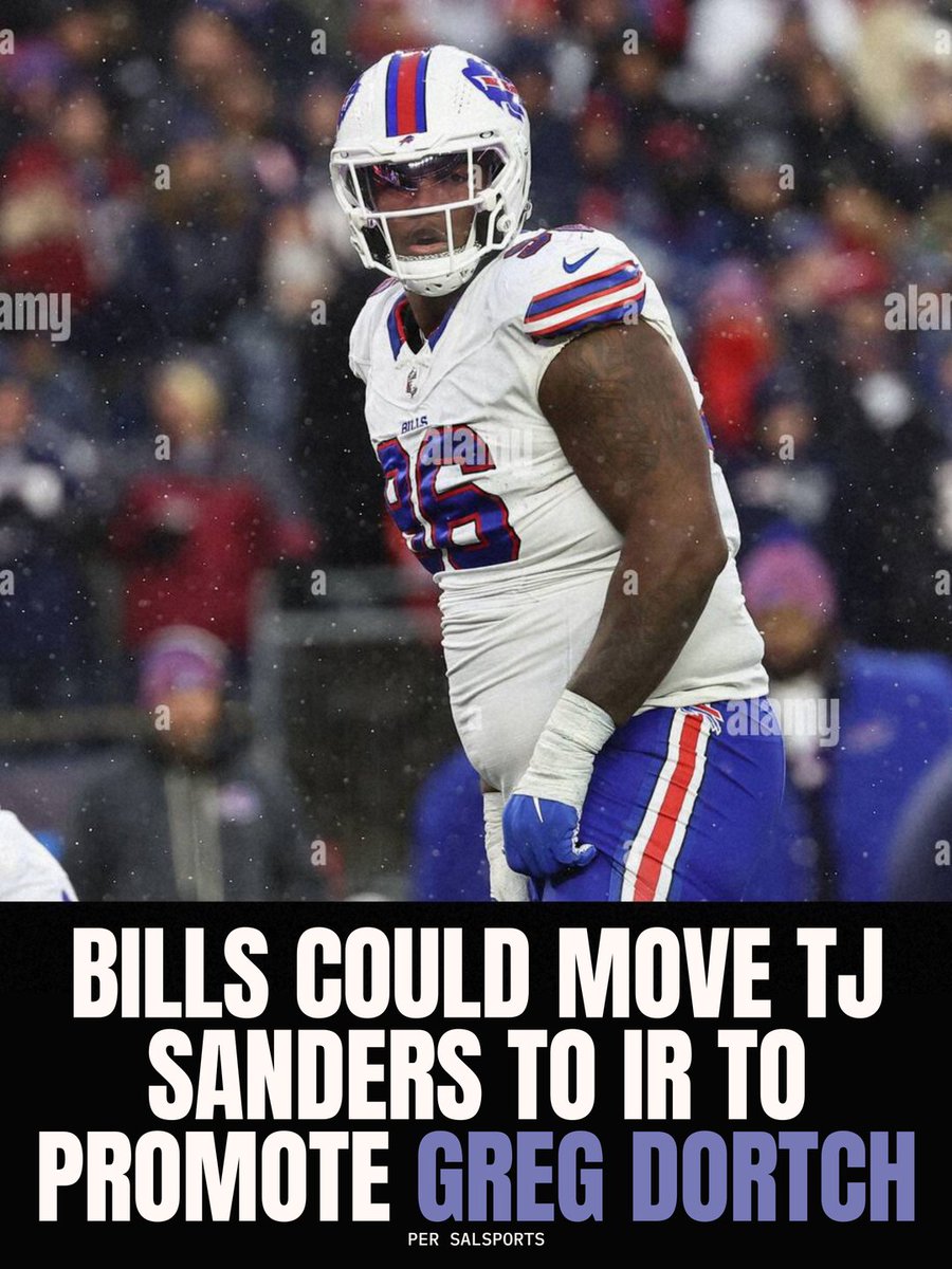 nfl_plugged's tweet photo. Bills roster crunch 👀

Buffalo is considering an IR move for TJ Sanders to clear a spot to sign Greg Dortch, with Phidarian Mathis returning from suspension, per @SalSports.

That's a long-term call on a young DL to keep a WR on the 53. https://t.co/tOozhjfUOY