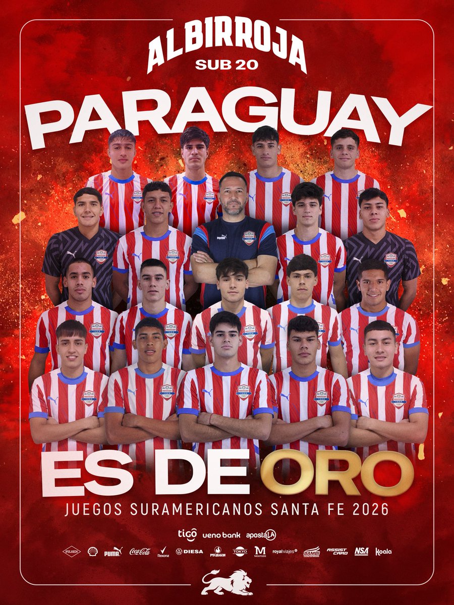 Albirroja's tweet photo. ¡EL ORO VUELVE A PARAGUAY! 🥇🇵🇾

La #AlbirrojaSub20 ⚪️🔴 se queda nuevamente con el primer lugar en los Juegos Suramericanos y celebra un histórico bicampeonato.

¡Campeones otra vez! 👊🏻🏆

#VamosParaguay 🇵🇾 https://t.co/9wF1IzhSYm