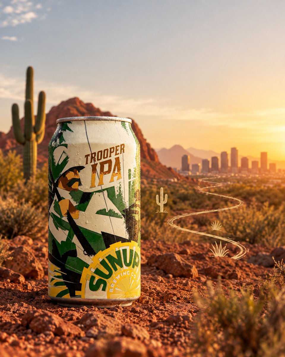 sunupbrewing's tweet photo. Friday at 4 and Trooper IPA looks like it’s got somewhere to be. Bold grapefruit, sharp citrus, clean pine finish, and zero interest in acting delicate about it. Arizona beer should have a little backbone. Grab one where SunUp’s stocked. #trooperipa #drinklocalaz #sunupbrewing https://t.co/GHsYkXgpmO