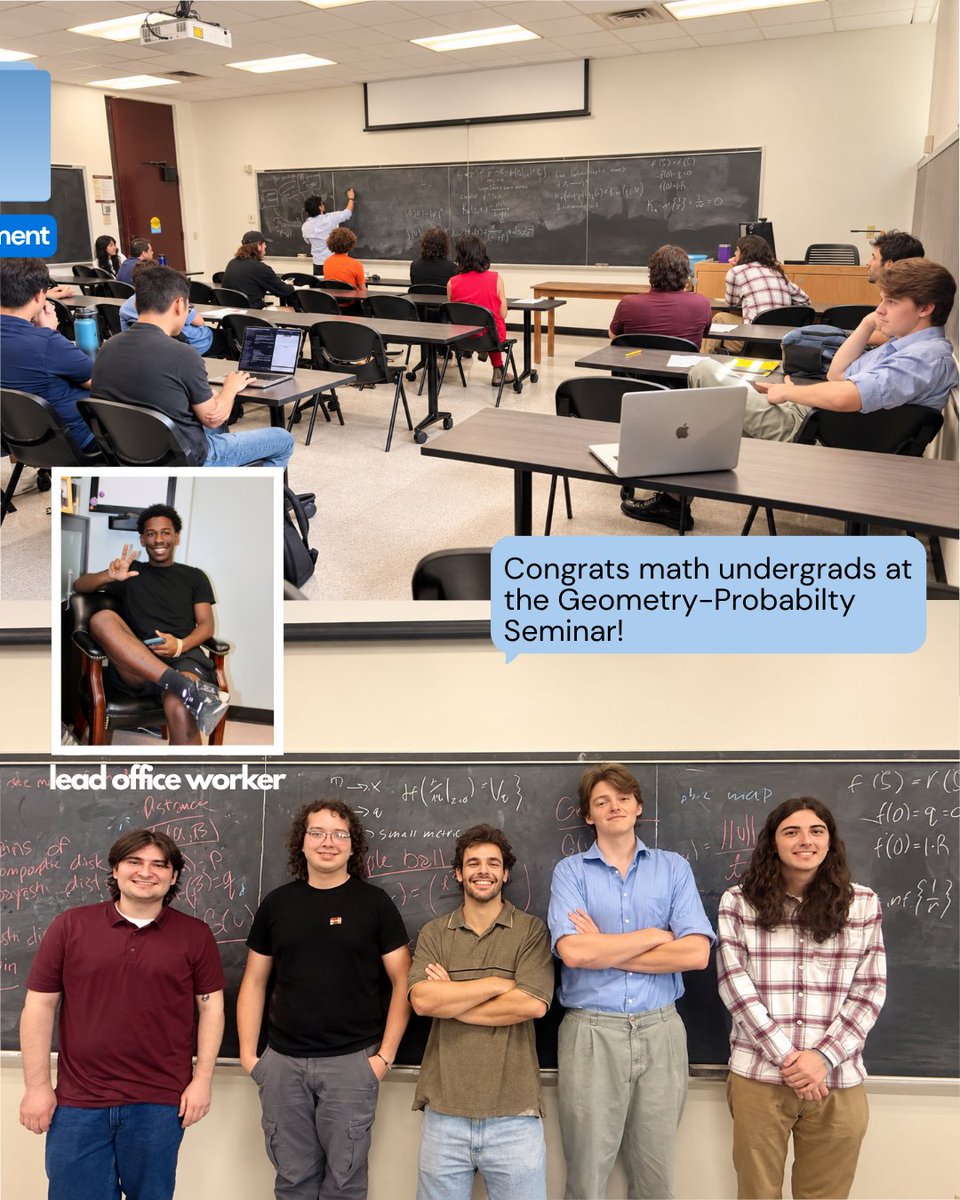 TXSTMath's tweet photo. There's always so much going on within our department. We have tutors working daily at #MathCATS to help students perform at their peak, office workers putting in hours to better the department and undergraduates giving seminars focused on their research.
#TXSTMath https://t.co/rCJuqkq5ul