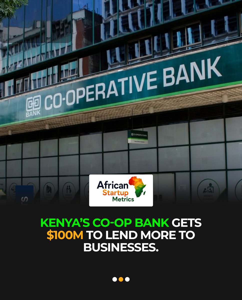 AfricanstartupM's tweet photo. 🇰🇪 Co-operative Bank of Kenya Secures $100 Million to Expand Business Lending

The Co-operative Bank of Kenya has secured a $100 million investment to strengthen its lending capacity and provide greater financial support to businesses across Kenya.

The capital is expected to help expand access to financing for small and medium-sized enterprises (SMEs), entrepreneurs, and other local businesses businesses that often face challenges accessing affordable capital to fund expansion, purchase equipment, manage cash flow, hire employees, or enter new markets.

For Kenyan entrepreneurs, increased access to credit could provide an important opportunity to move from simply keeping a business running to scaling operations, creating jobs, increasing productivity, and contributing more significantly to the local economy.

Beyond individual businesses, investments of this scale can have a wider effect across the business ecosystem by supporting suppliers, employees, service providers, and communities that depend on growing local enterprises.

The bigger question is: how effectively will this capital reach the businesses that need it most, and what impact could it have on Kenya's SME ecosystem?

#Kenya #CooperativeBank #BusinessFunding #SMEs #SmallBusiness #Entrepreneurship #BusinessGrowth #AfricanBusiness #AfricanStartups #StartupFunding #AccessToFinance #FinancialInclusion #EconomicGrowth #BusinessFinance #AfricaBusiness #AfricanStartupMetrics