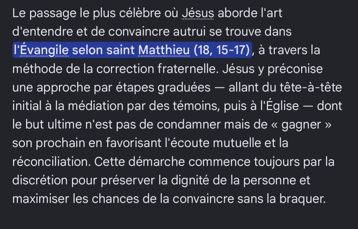 llBiboull's tweet photo. @Didi2b27 @24hPujadas @shalmani_abby Je ne prétendrais jamais connaître toute son œuvre ou sa pensée je l’avoue.
Mais me condamner sans discussion ? 
Je ne trouve pas votre attitude très ouverte… 
Rappelez vous ce qu’a dit notre sauveur dans l’évangile selon saint Mathieu. ♥️ https://t.co/fanMVdbh5l