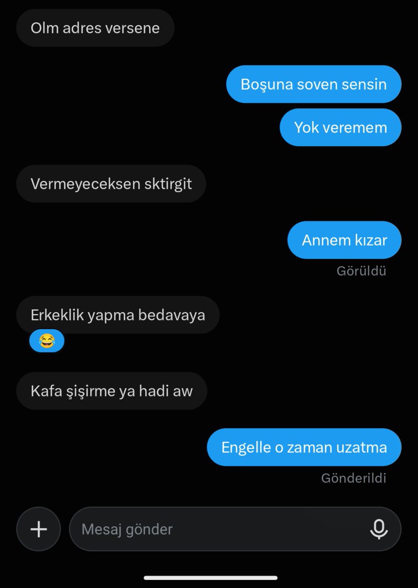 Bora76985555's tweet photo. "adres ver lan erkek" 🤣🤣 https://t.co/fz9eOope7z