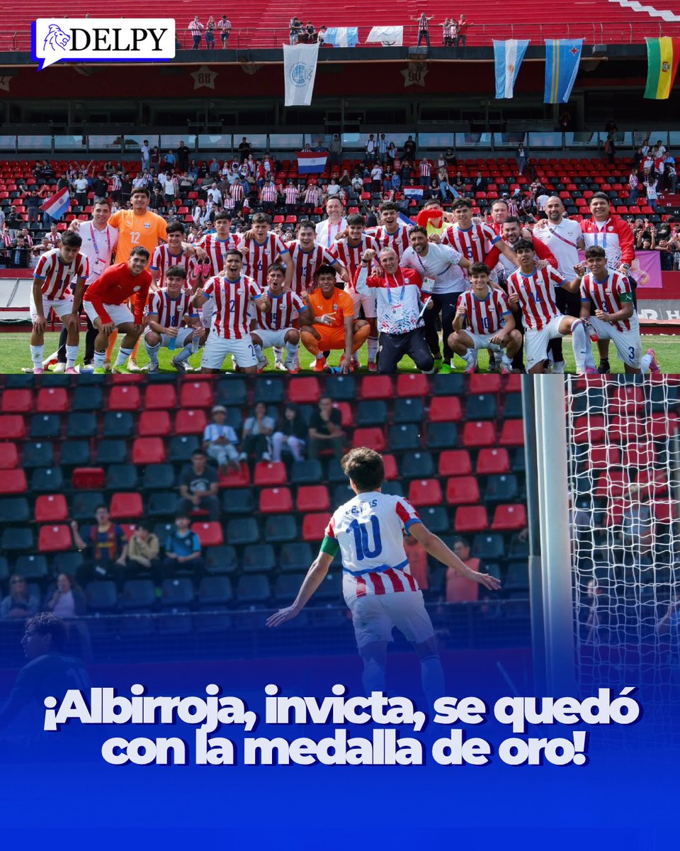 delpynews's tweet photo. ▶️ PARAGUAY ES CAMPEÓN DE FÚTBOL EN LOS ODESUR 2026 | 🥇🇵🇾⚽

La Albirroja Sub 20 se consagró campeona tras vencer a Argentina en una definición por penales.

🔥 El Team Paraguay suma así una nueva medalla de oro en los XIII Juegos Suramericanos Santa Fe 2026. https://t.co/HNpkAh9eUu