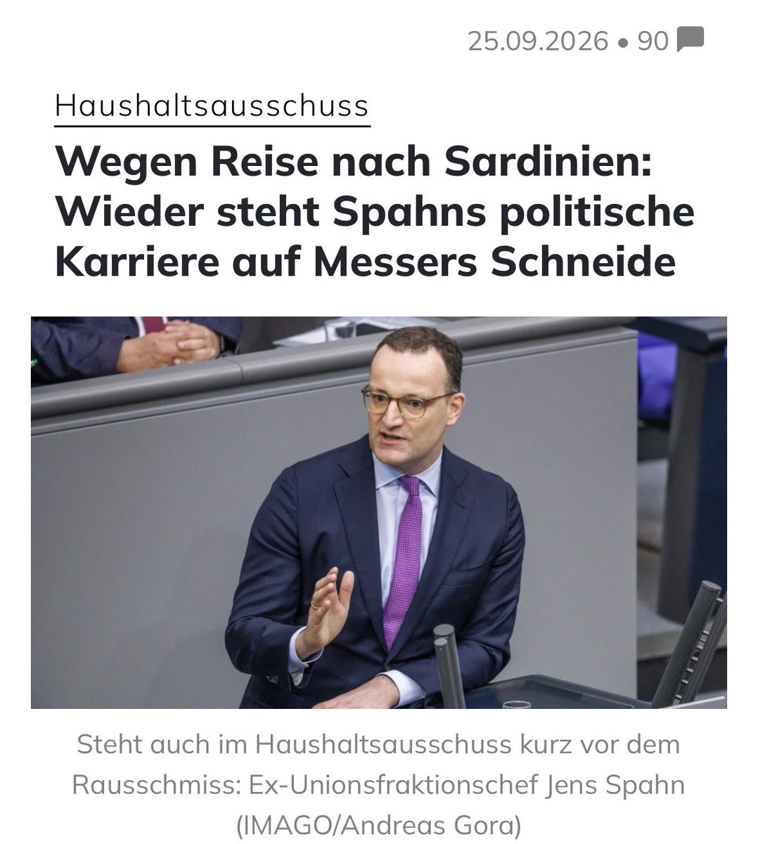 queru_lant's tweet photo. Spahn, die vermutlich dümmste Mutter Deutschlands.

Jens meldet sich im Bundestags-Haushaltsauschuss krank, um dann mit seiner zusammengekauften Kleinfamilie in Sardinien Urlaub zu machen. @BILD machte den Vorgang mit einem Foto von Spahn am Gate nach Sardinien öffentlich. Kurze Zeit später wurde der betreffende Artikel wieder gelöscht. Offenbar hat der CDU-Politiker bei der Redaktion angerufen und mutmasslich mit einer Unterlassungsklage gedroht.

Quelle: @apollo_news_de