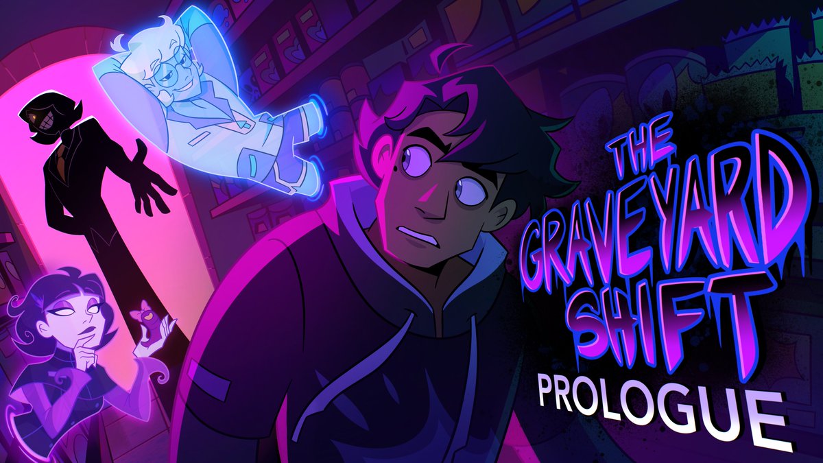 HazeyBeanDraws's tweet photo. The GraveYard Shift! Prologue animatic dropping tomorrow! Saturday 6pm PST!  on the HazeyBean YouTube channel! 

Any and all support is welcome! If a spooky ghost comedy is up your alley then jump in and get in the Halloween spirit early! 🎉

#animation #originalcharacter #anime https://t.co/TsETY3mYYa