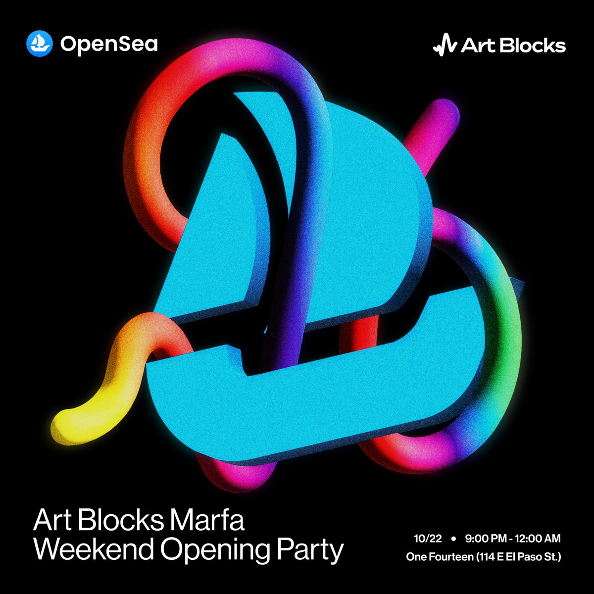 opensea's tweet photo. collectors. artists. friends.

🌵 we're kicking off Marfa Weekend with @artblocks_io

see you on thu, oct 22. https://t.co/YpuASciLF9