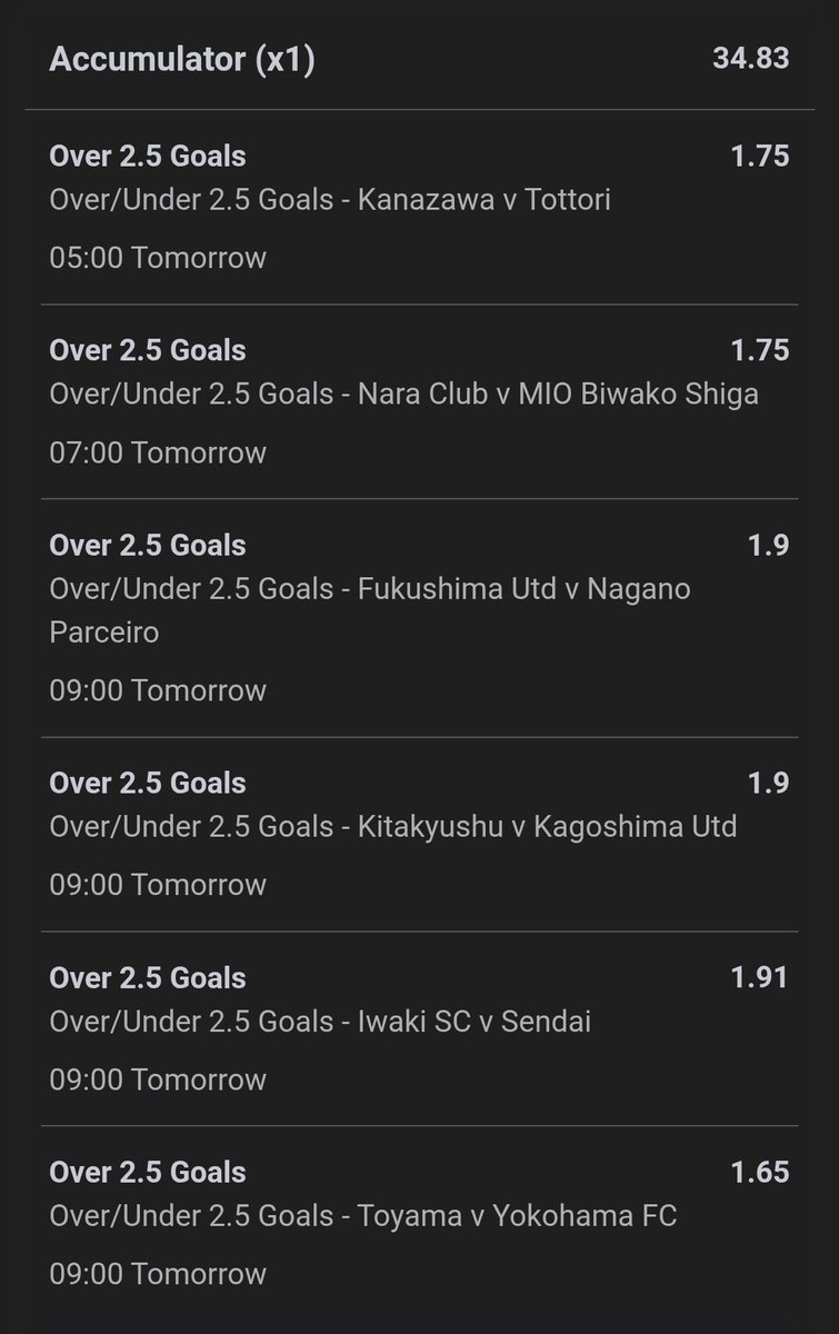 Flutterpunt's tweet photo. J League Accas 🇯🇵

Both Teams to Score @ 20.80
Over 2.5 Match Goals @ 34.83
Over 1.5 First-Half Goals @ 349.79
Both Teams Score First-Half @ 4784.06 https://t.co/mlol9OBR9J