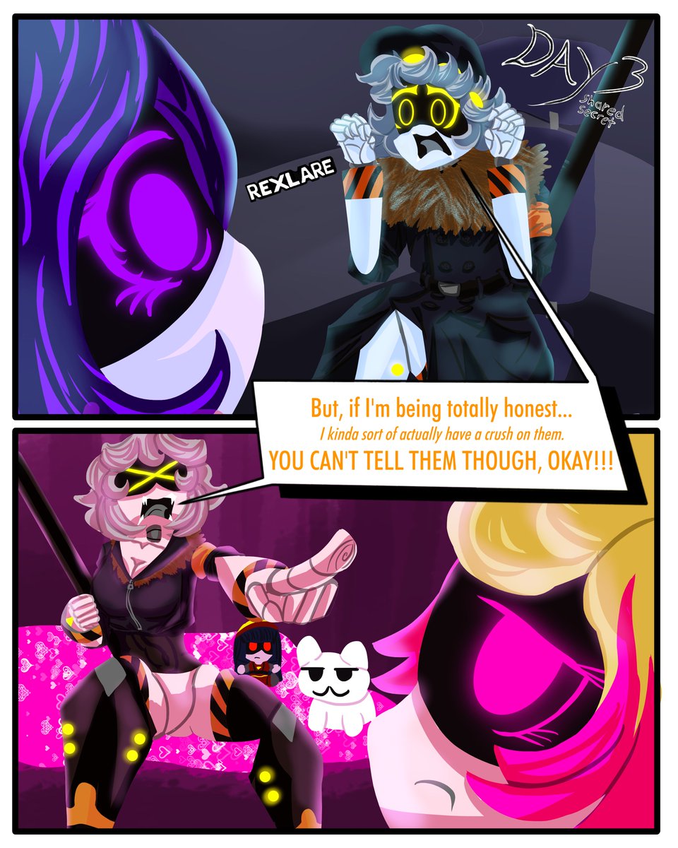 rexlare's tweet photo. Day 3: Shared Secret
Tell me this wouldn't have been perfect. Lizzy would have been all, "I didn't ask, but okay."

Yes, I know I'm late by a couple days, I'm sorryyyyyyyyy
#envyweek2026 #Murderdrones #NxV #eNVy #serialdesignationN #SerialdesignationV #uzidoorman #MDLizzy #MDtwt https://t.co/g09MlznzRX