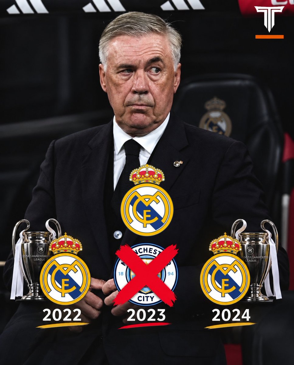 TMfutbal's tweet photo. 🚨 Real Madrid could become the only club to three-peat the UEFA Champions League twice if Manchester City are stripped of their 2023 title. 😳 https://t.co/WTVd9BzJ0G
