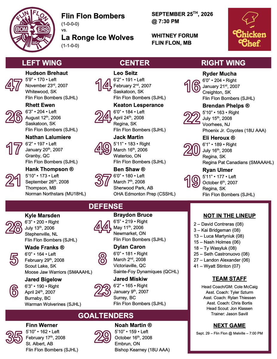theSJHL's tweet photo. ๐ฅ IT'S A SUPER FRIDAY!
Check out the league lineups for Friday, Sept. 25, 2026!
#SuccessStartsHere #StayHerePlayHere
@WolverinesSJHL @SJHL_NorthStars @klippershockey @sjhlmlfmustangs @estevanbruins @sjhlterriers @weyburnredwings @HumboldtBroncos @SJHL_IceWolves @SJHL_Hawks
@FFBombers @MLVMillionaires @cjhlhockey
Pt. 1