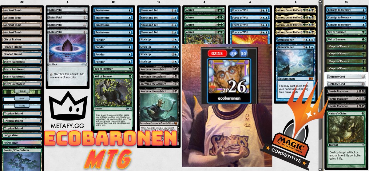 ecobaronen's tweet photo. 5-0 🏆 Aluren Tell is a powerful deck that can crush any Legacy matchup. I was not ready for the clickfest, but everything else was a fun time! Familiarize yourself with this deck going into Eternal Weekend. Ggs!! 💙💚🧟‍♂️ https://t.co/rxQ4pktMRj