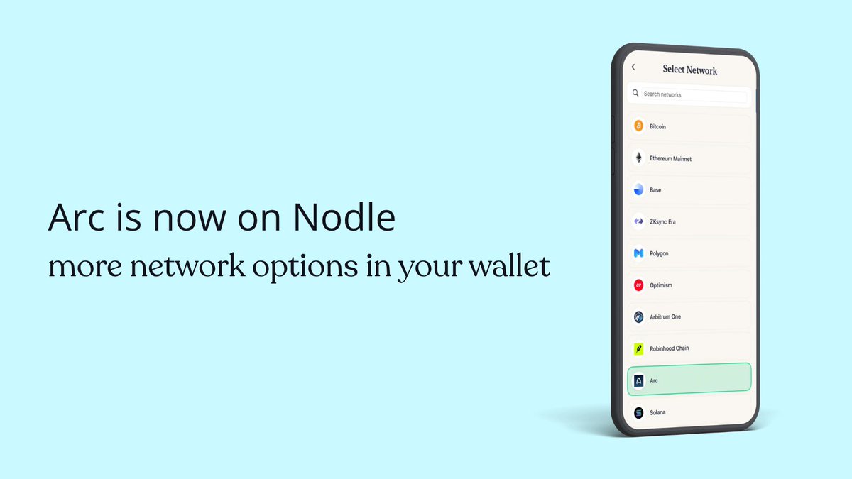 NodleNetwork's tweet photo. @arc  network is now supported.

Arc joins the growing list of networks available in the Nodle App, giving you more options when using your wallet.