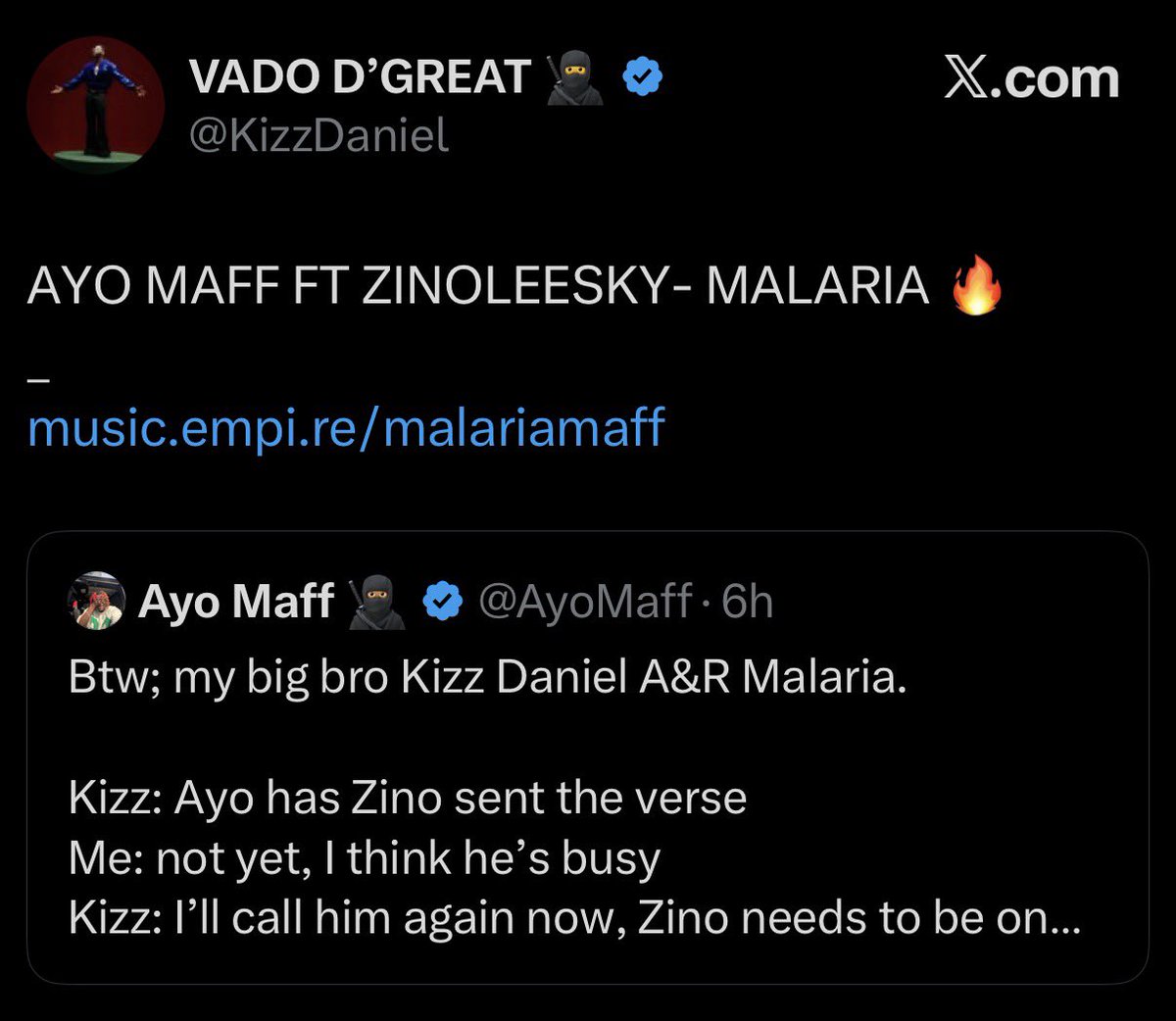 ICONKsmarttb's tweet photo. @yabaleftonline I’m happy seeing Vado supporting Zinoleesky ❤️🤝 https://t.co/Eu2ezMzkHy