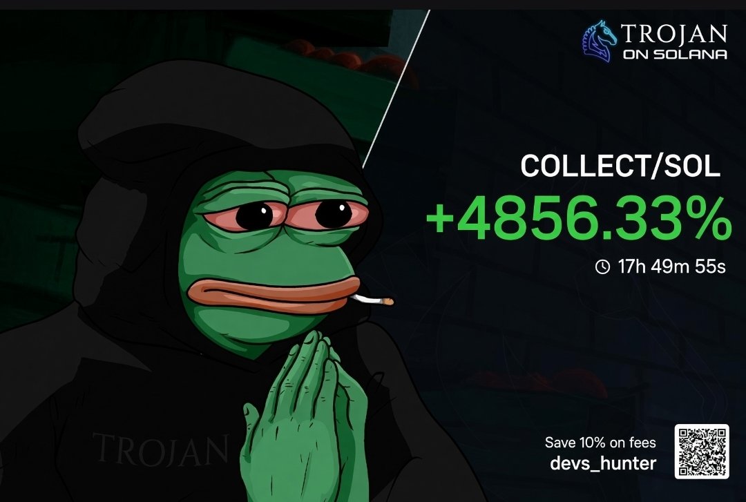devs_hunter's tweet photo. We are 40x up 📉 trading $COLLECT nDZknLvfFRp5rgUHdzTrQsmSY5NKzoavqdLjSHVpump in my premium signal group.

Remember profit isn't real until it's in a stablecoin.

It hurts to see a coin keep mooning after you've exited, but it hurts a lot more to watch a 4 figure gain turn into a $10 dinner.

💰 We have less than 8 hours to END our WEEKEND DISCOUNT.

0.45 sol ($50) just for 5 people, 
👉 12 months membership benefits,
👉 2 - 5 best signals per day (both on Solana, Robinhood and BnB chains).
👍 2 videos per week on how to identify rugs and the tools i'm using + FREE LIFETIME premium access to my token scanner.

🚨When the slots are all filled, the subscription fee will be back to 1 sol ($117) as usual.

If you're tired of watching your money disappear on rugs and random calls, this is where you stop the bleed and start trading like you mean it.

Hit DM if interested 👍.