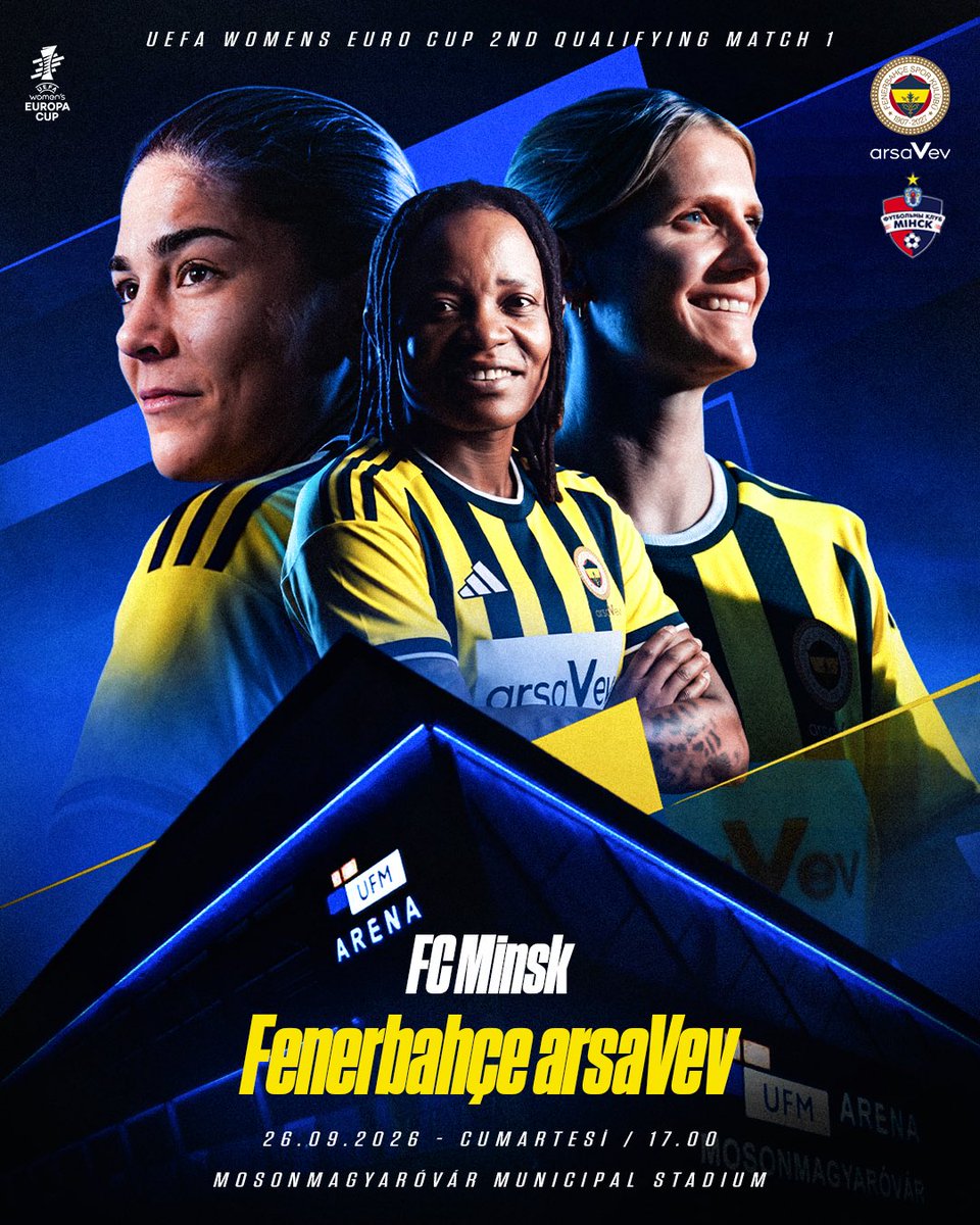 kadinfutbolfb's tweet photo. 🏆 UEFA Kadınlar Avrupa Kupası 2. Ön Eleme İlk Maç 
🆚 FC Minsk 
🗓 26 Eylül Cumartesi
🕔 17.00
🏟 Mosonmagyaróvár Municipal Stadium
📺 @fbtv &amp; Fenerbahçe YouTube
📲 #FCMvFB https://t.co/C6PcCjPGn0